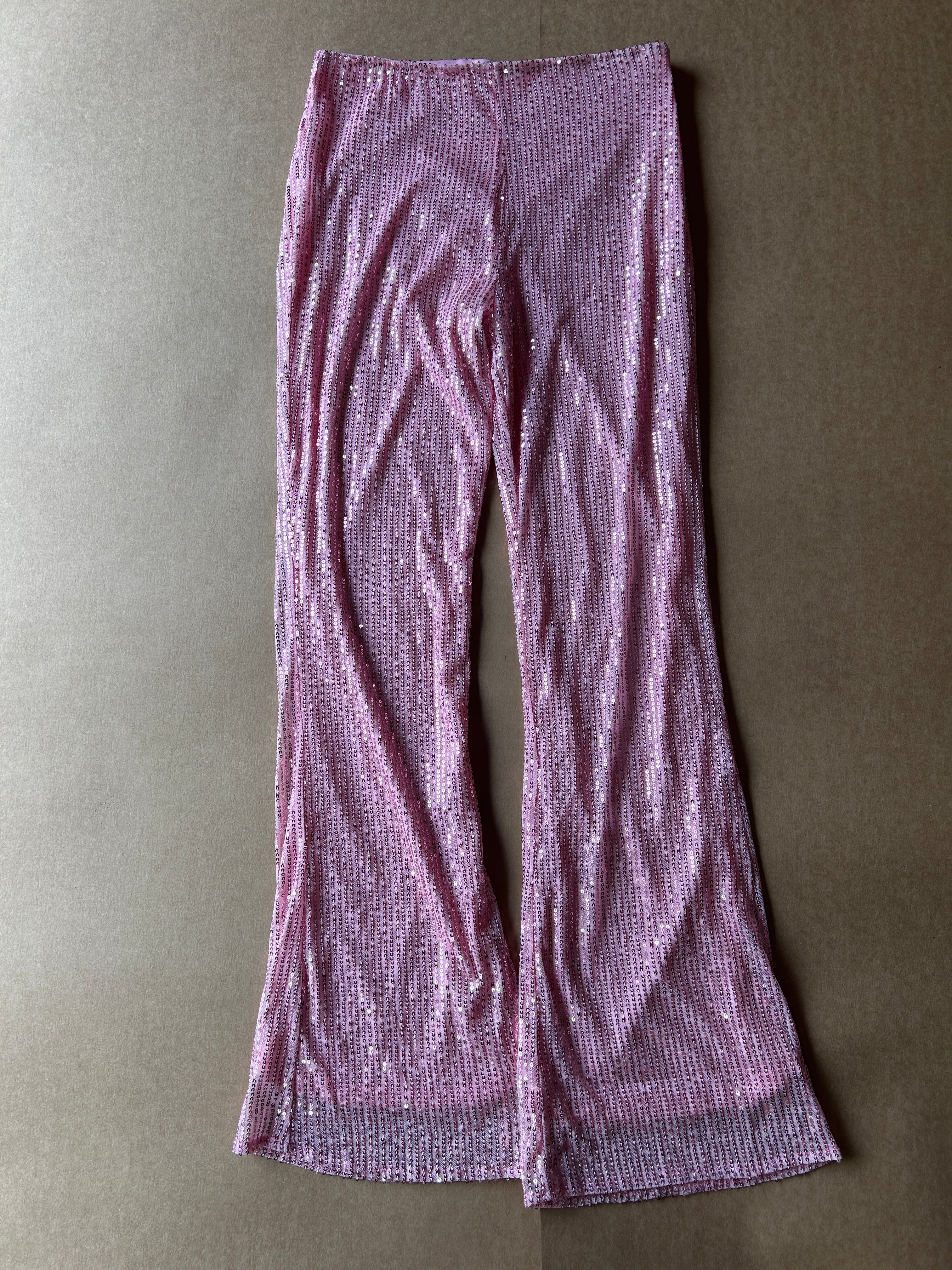Pink Sequin Flare Pants