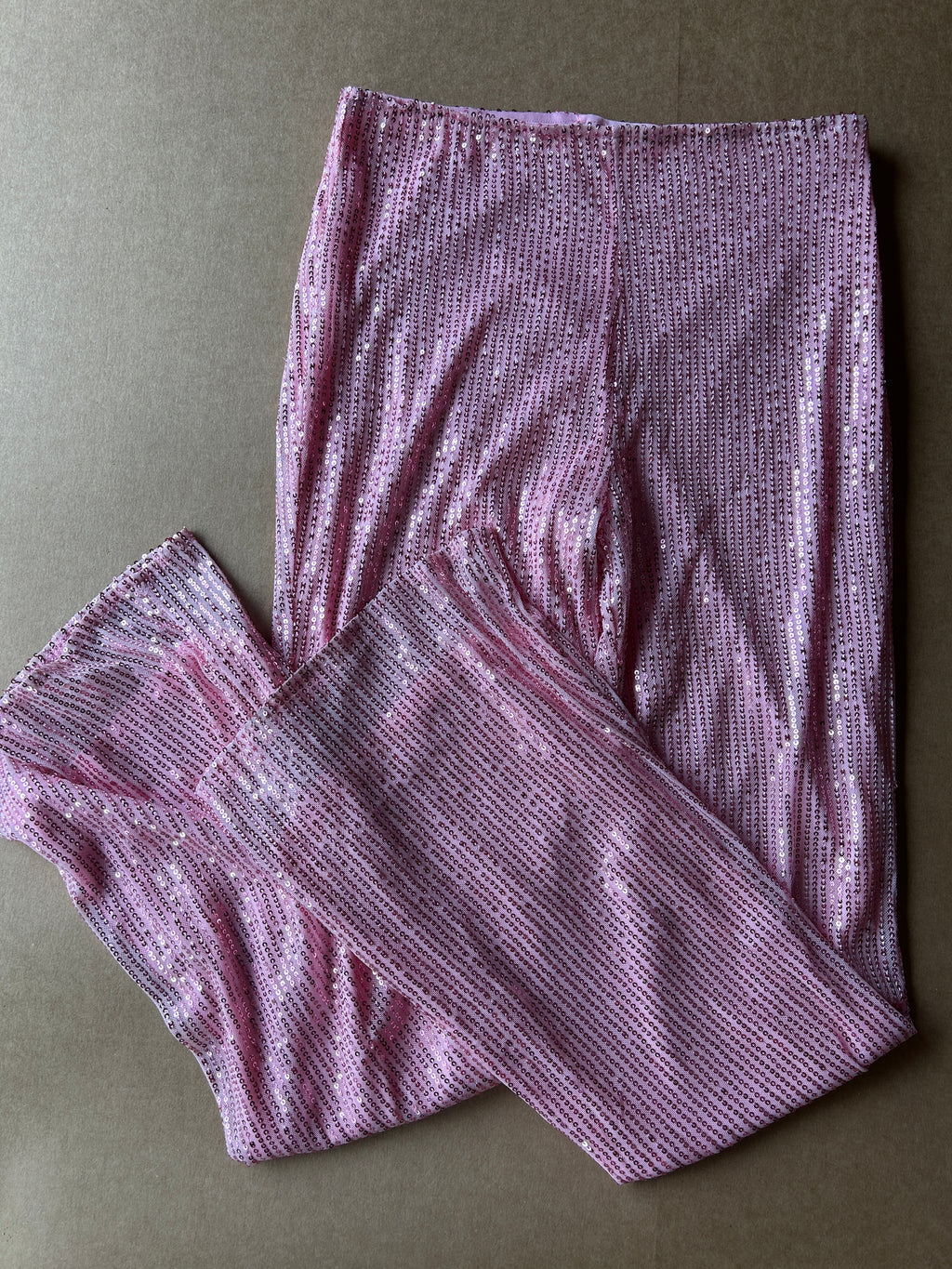 Pink Sequin Flare Pants