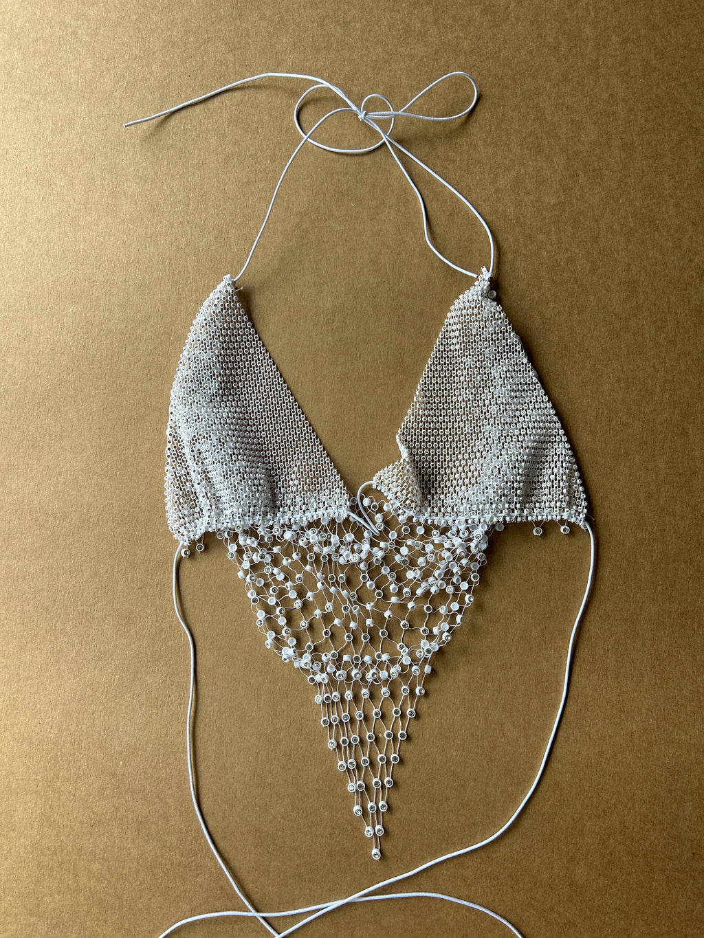 Rhinestone Mesh Halter Top