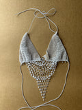 Rhinestone Mesh Halter Top