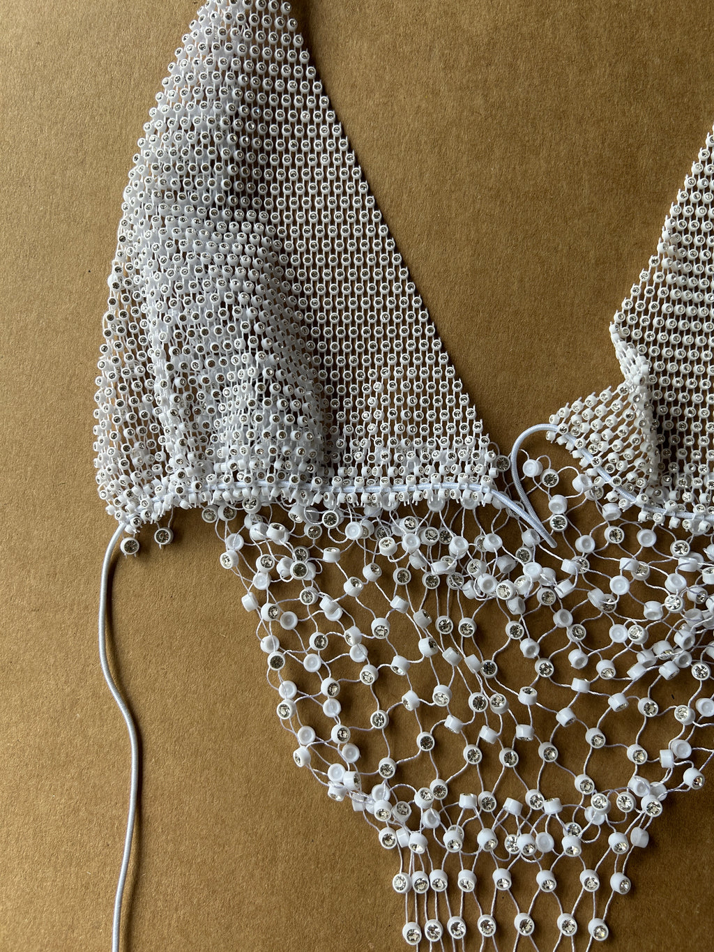 Rhinestone Mesh Halter Top