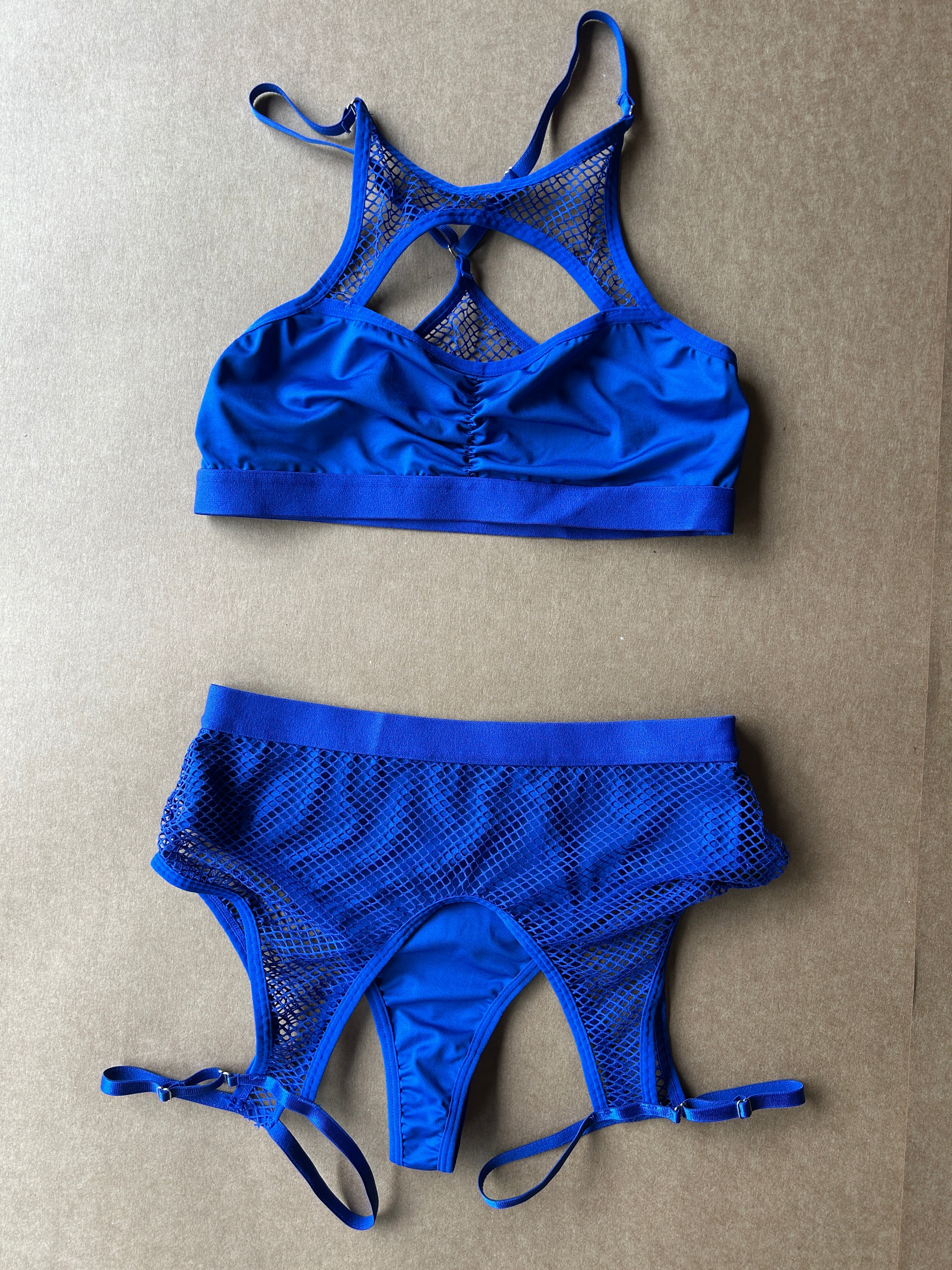 Royal Blue Fishnet Set