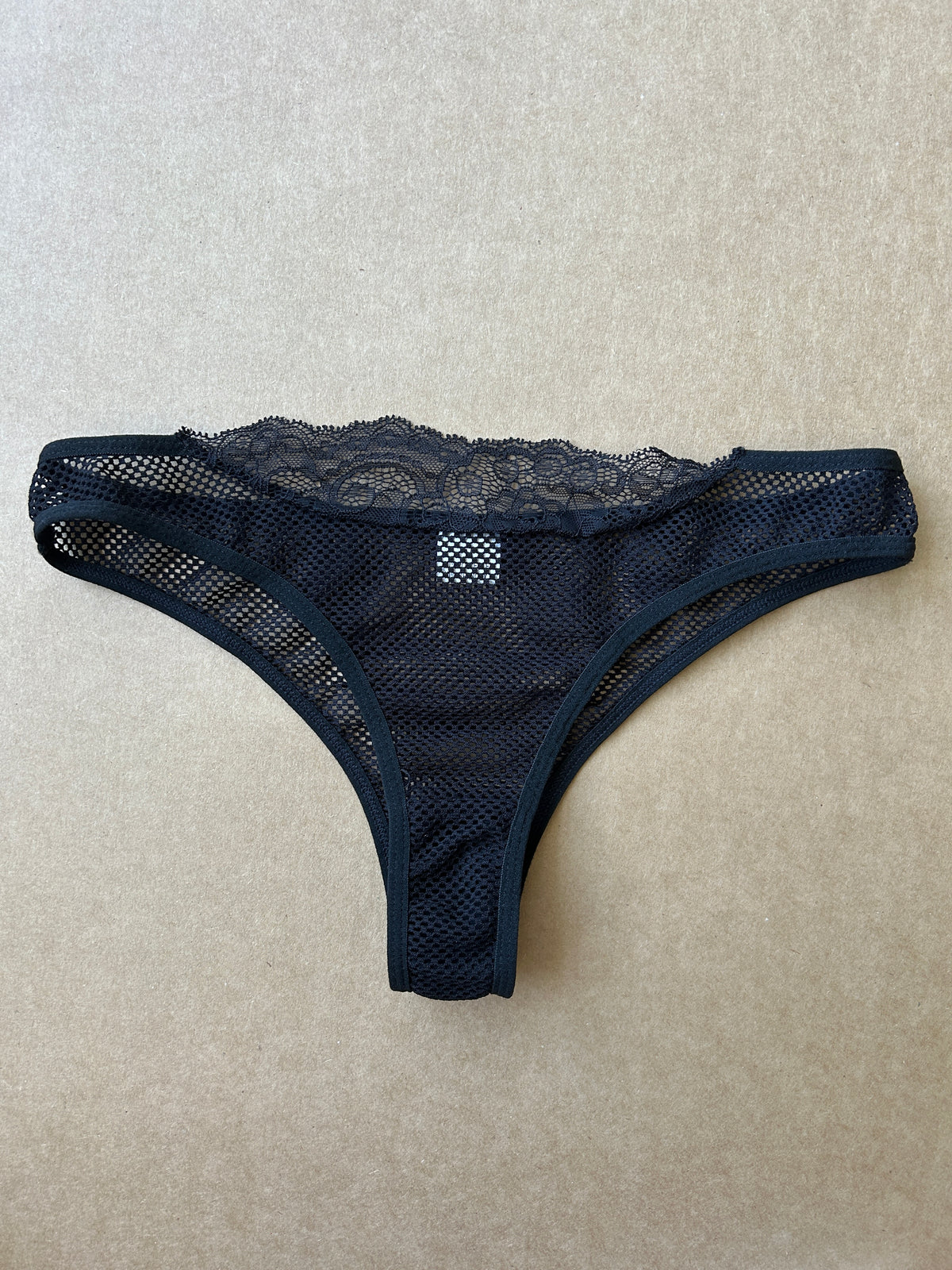 Black Lace Fishnet Thong