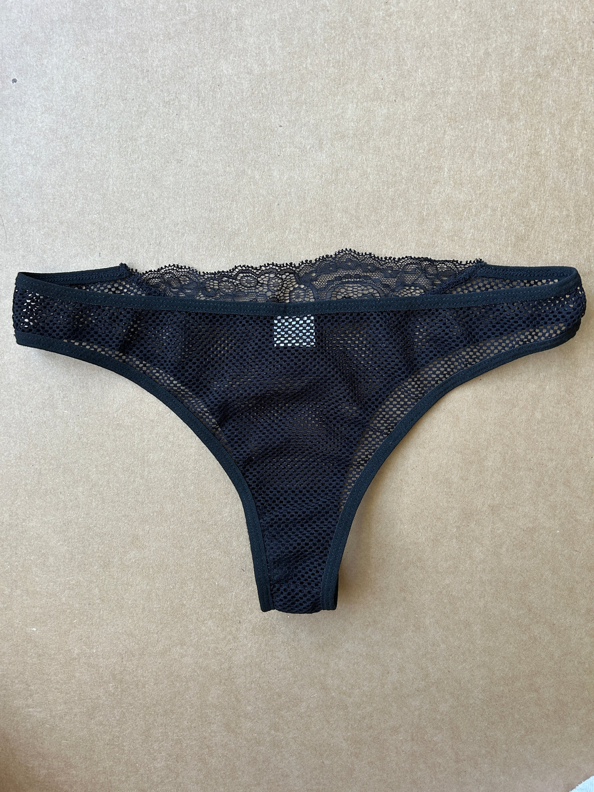 Black Lace Fishnet Thong